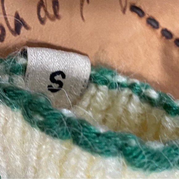 Handmade women wool knitted cream, blue, green slippers. Size S. NWT. - Picture 5 of 6